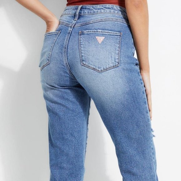 New GUESS 1981 Frayed Slim Straight Jeans sz 26 - Picture 5 of 14